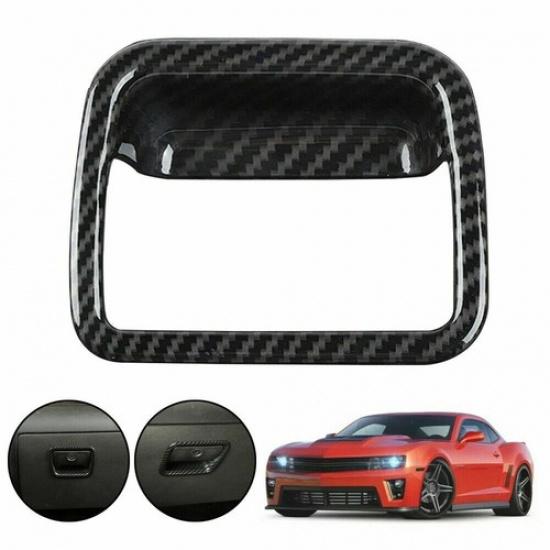Carbon Fiber Co-pilot Storage Box Handle Cover Trim For 2010-15 Chevrolet Camaro