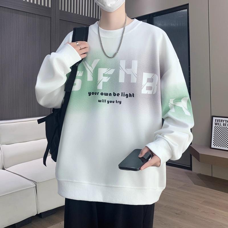 

Trendy Youth Letter Print Round Neck Hoodie - Casual, Versatile Long Sleeve Top L білий