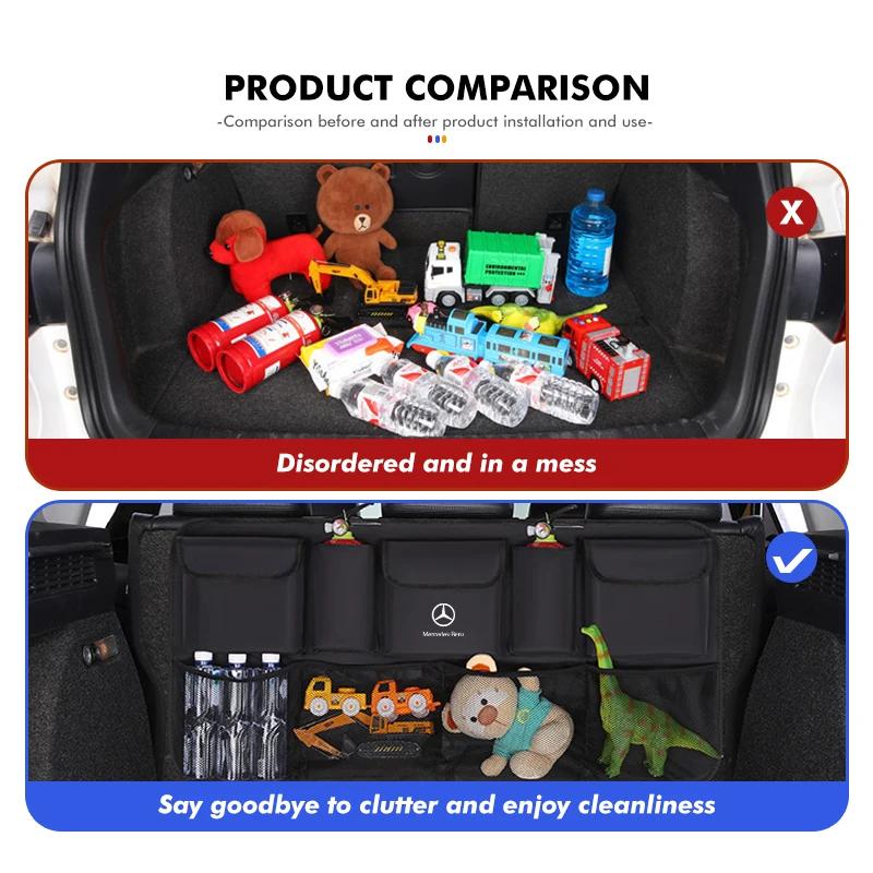 Multi-Pocket Car Trunk Organizer Hanging Rear Seat Back Net For Benz CLK GLC W212 C200 C300 W203 W204 W205 W169 W176 GLC