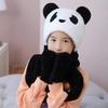 Kapuzenschal Mütze Nackenwärmer mit Tasche Fäustlinge Panda Ohren Kinder Plüsch Ohrenklappenmütze