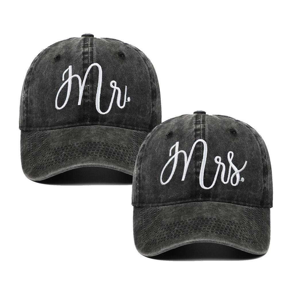 2024 Retro Embroidered Mr. and Mrs. Distressed Baseball Cap - Hip Hop Dad Hat