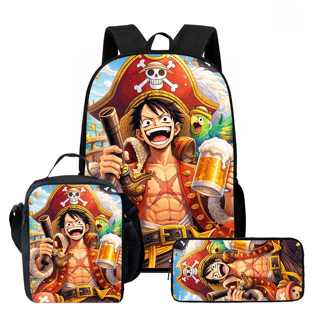 15 Inch One Piece 3-in-1 Backpack Set Unisex for Boys and Girls Age 6-10, Light Weight School Kit with Lunch Bag & Pencil Case