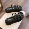 Internet Celebrity Rivet Cool Slippers Women Summer Wear Sexy Versatile Muffin Thick Bottom Word Beach Shoes Women Heightening Women's Shoes