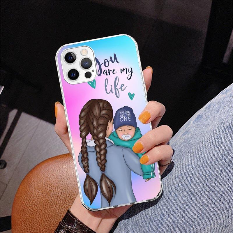 Woman Fashion Girl Super Mom Baby Phone Case For iPhone 17 Air 16 Pro Max 16E 15 + 14 Plus 11 12 13 Mini 7 8 SE Gift Print Cover