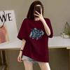 % pure cotton short-sleeved T-shirt for women, the new summer loose printing half-sleeved high-end thin explosive top