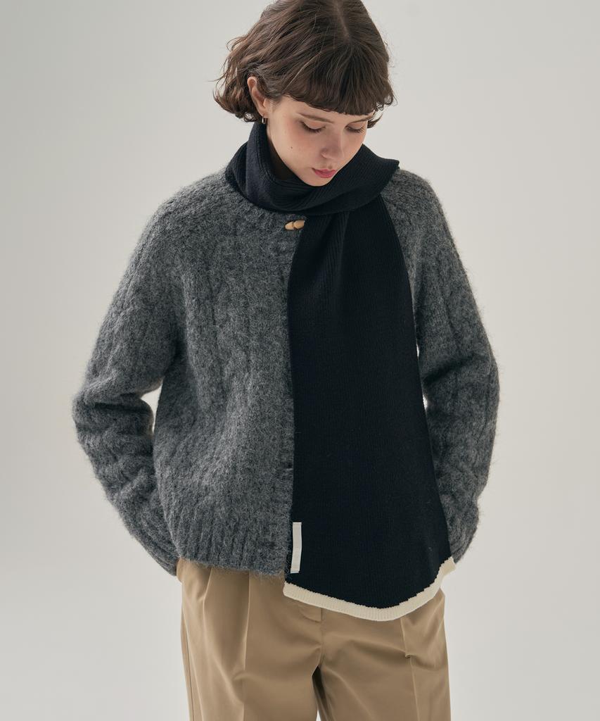 Deuloupisumeon Line Flare Ribbed Knit Scarf [Endless Blue]