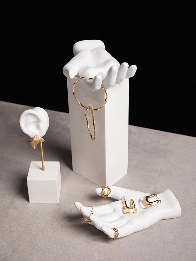 Handcrafted Plaster Hand Jewelry Display Stand - Earring Holder Ornament