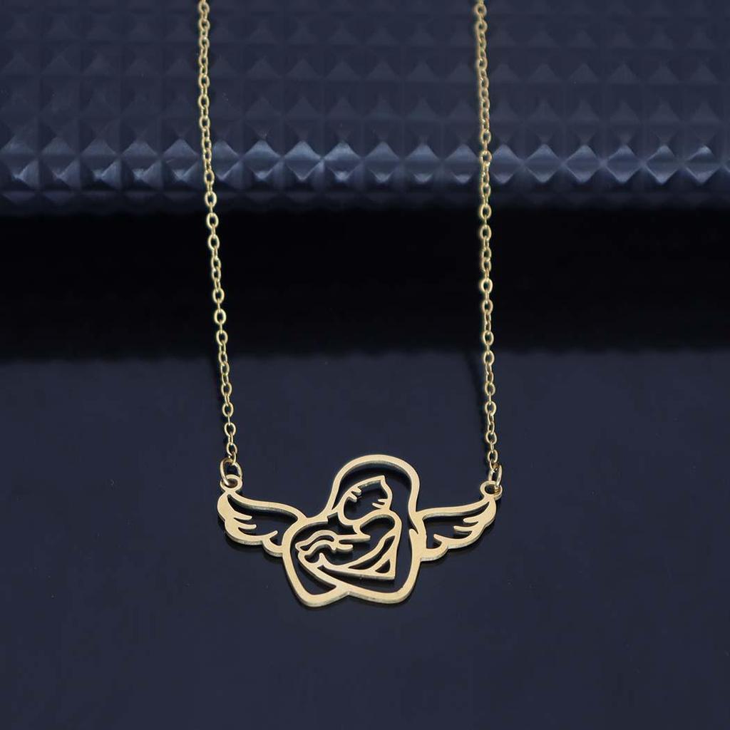 Stainless Steel Mother & Child Pendant Necklace - Fade-Resistant Mother's Day Clavicle Chain