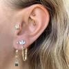 TIANDE Exquisite Zircon Tassel Chain Dangle Earrings for Women Fashion Gold Color Pierced Ear Stud Earrings Jewelry Accessories
