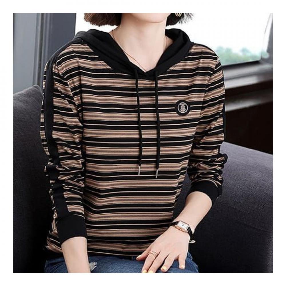 Navava Men NT1356 Casual STriped Long Sleeve Hoodie T shirT