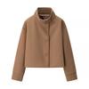 European and American style, new women's clothing, versatile, fashionable, foreign style stand-up collar breasted woolen coat