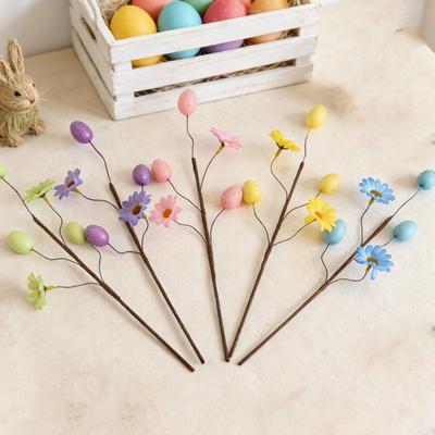 Easter Egg Picks Spring Artificial Flower Branch with Colorful Eggs for Floral Arrangements Party Home Table Centerpiece