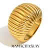 MamacitaSlay Classic Horizontal Grain Fat Bread Rings Daily Waterproof Stainless Steel Jewelry Woman Gift Accessories Women's