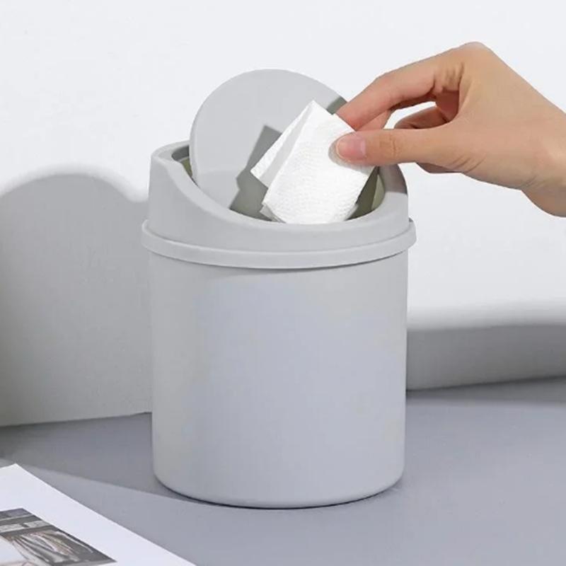 Mini Desktop Bin Small Trash Can Tube with Cover Bedroom Trash Can Garbage Can Clean Workspace Storage Box Home Desk