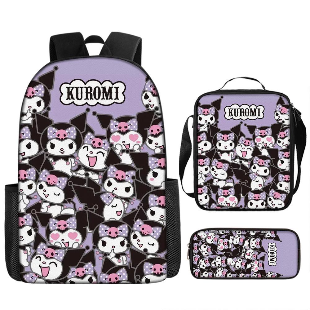 Kuromi Horror Smile Game Brawl Stars Vintage Backpack Set of 3, Multi-Functional Large Capacity School Bag Accessories