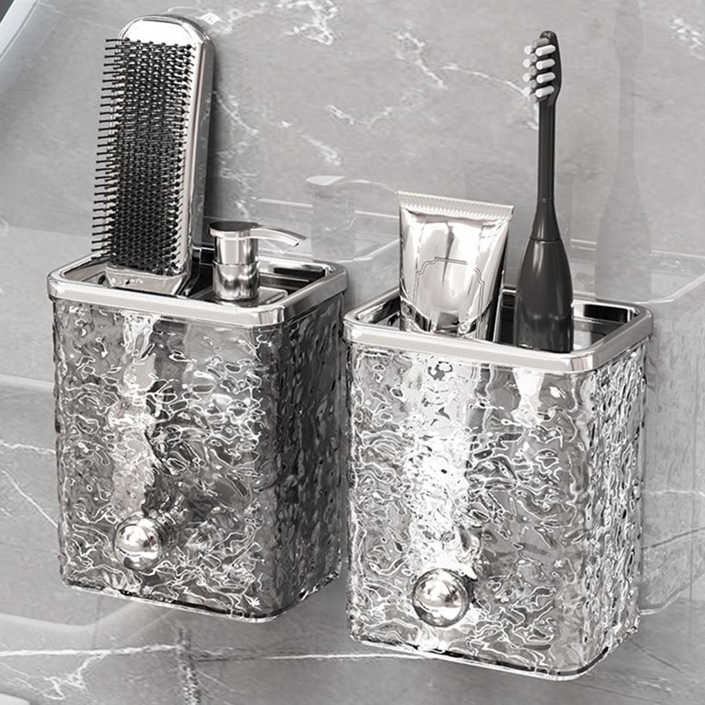 Stylish Glaciers Hanging Organizer for Toothbrush and Toothpaste Space Saving Box Self Adhesive Razors Storage Rack