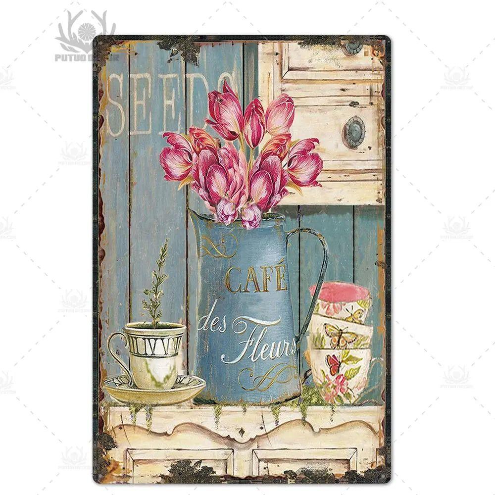 Plechový znak ve stylu Provence, Francouzské venkovské kovové nástěnné umění 20x30cm