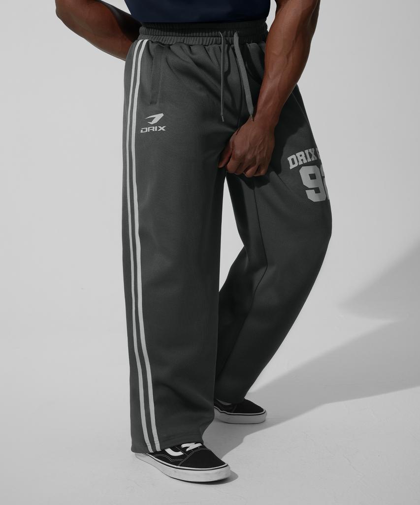 DRIX (Summer) Track Line Graphic Mesh Wide Pants_Charcoal