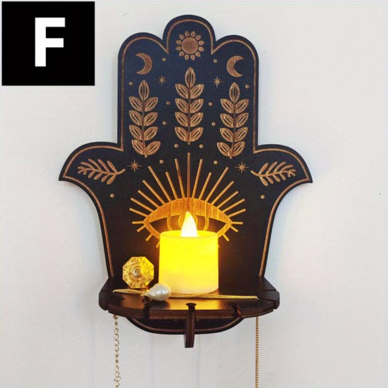 

1 шт. Деревянная полка для кристаллов в деревенском стиле, Настенный домашний декор в винтажном стиле с разнообразными дизайнами животных и бабочек для хранения свечей