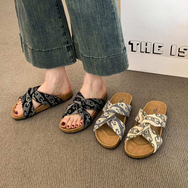 Fashion Shoes Low Rubber Rome Fabric Hoof Heels PU Low Shoes Hoof Heels Fabric Rome PU