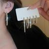 3Pairs Shiny Rhinestone Hoop Earrings Luxury Big Circle Zinc Alloy Exaggerated Personality Earrings Jewelry Female Accessories
