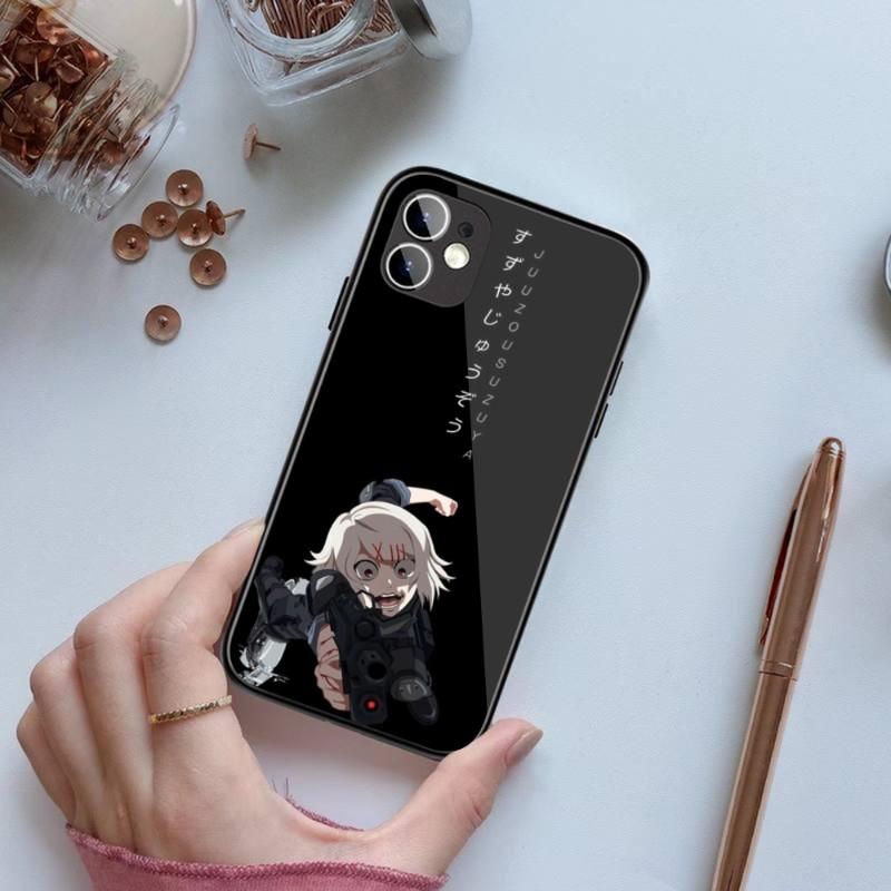 

Аніме Tokyo Ghouls Phone Case For IPhone 14 13 12 11 XS X 8 7 6 Plus Mini Pro Max SE 2022 Чорний PC TPU Glass Phone Cover iPhone SE 2020-2022