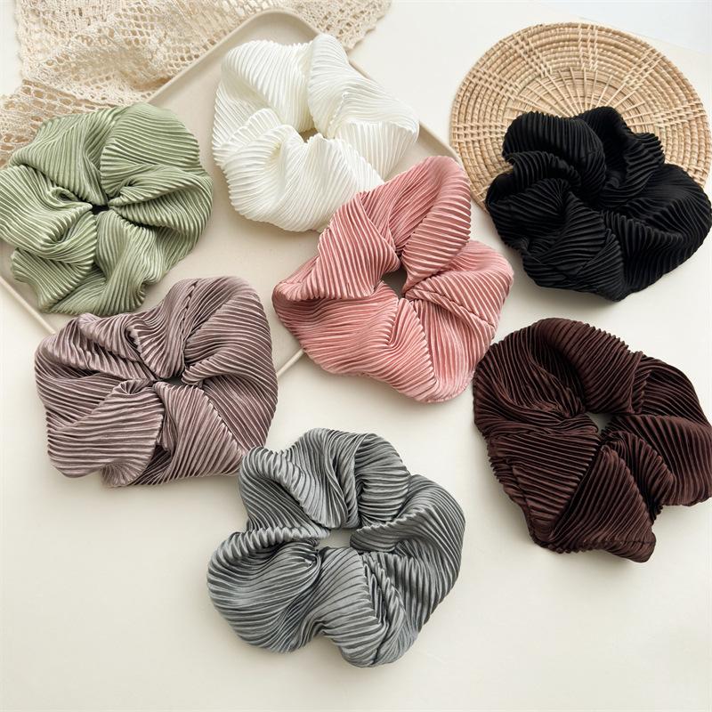 Jedwabiste Kremowe Błyszczące Duże Gumki do Włosów Vintage Delikatny Jednolity Kolor Opaska do Włosów Opaska na Głowę dla Kobiet Dziewcząt Elegancka Elastyczna Gumka do Włosów