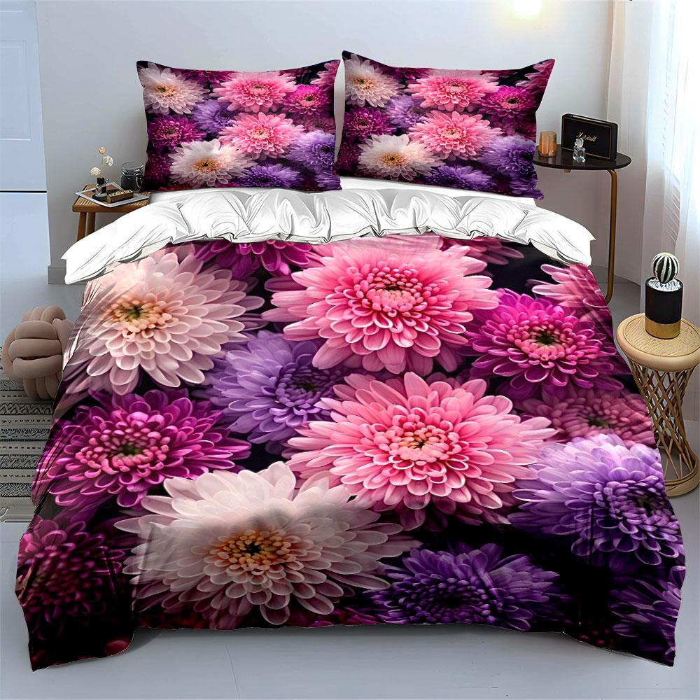 Floral Three-Piece Set Decoration Soft Comfortable Duvet Cover Bedding Set Included 1*Duvet Cover & 2*Pillowcases, Gift