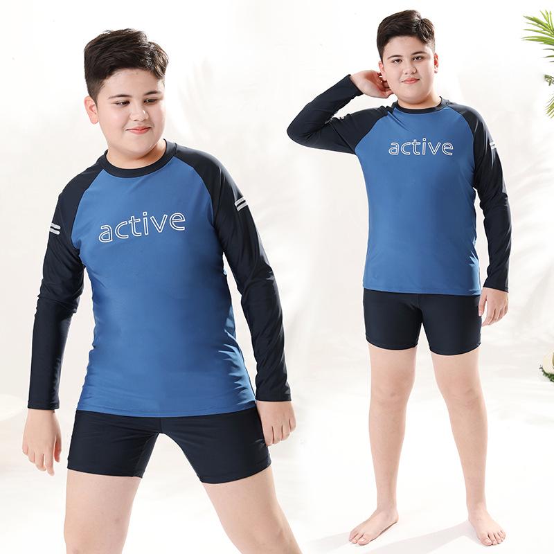 Plus Size Boys' Two-Piece Swimwear Set - Teen Swim Trunks