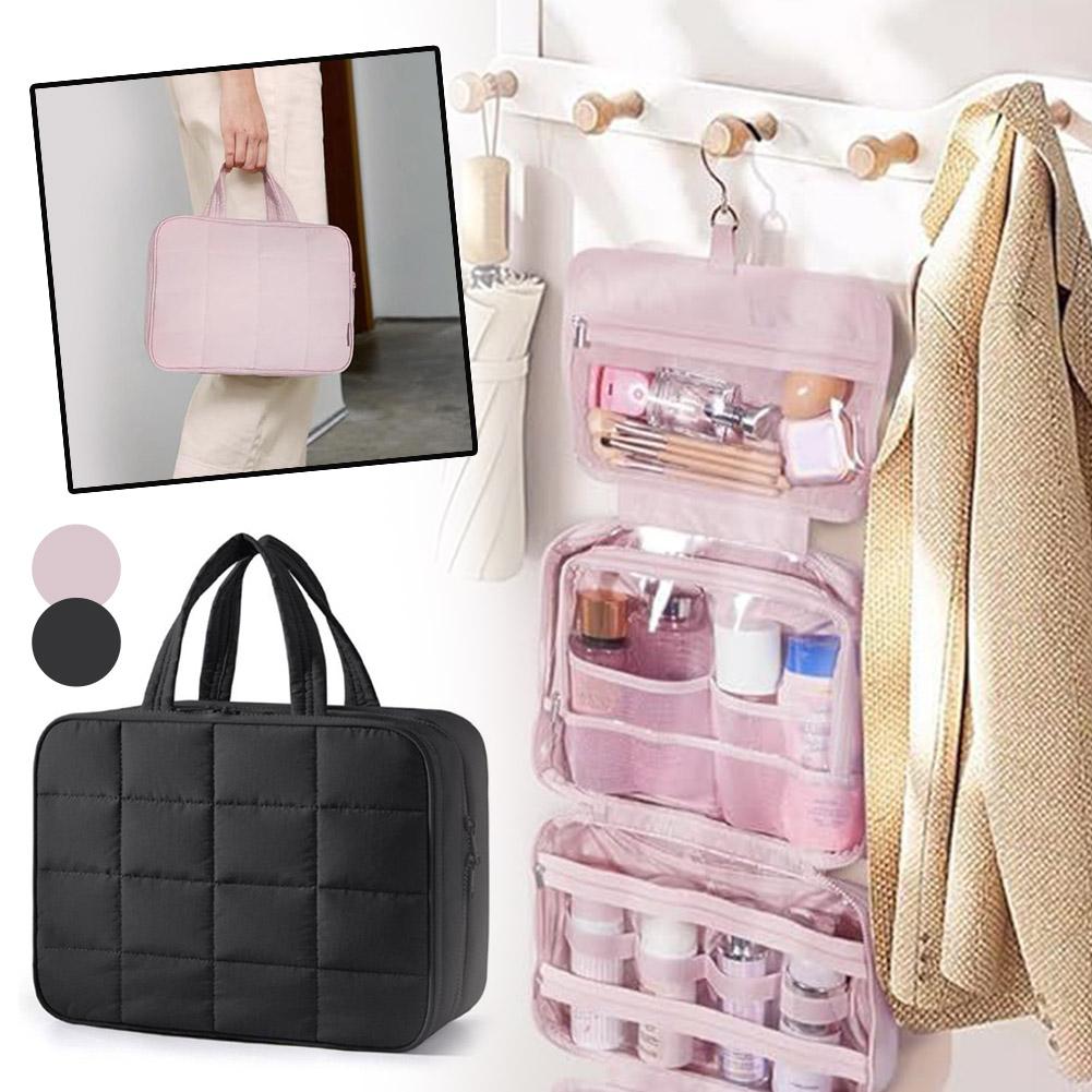 Hanging Foldableable Makeup Bag Large Capacity Jewelry&Toiletries Storage Bag Travel Cosmetic Bag Handbag Storage Organizer Case
