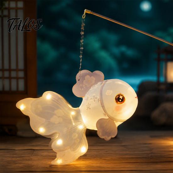 Handheld Lantern for Kids DIY Mid Autumn Goldfish Kit Kids, Glowing Fish Paper Lamp Parent Child Handicraft Activity with LED Light Traditional