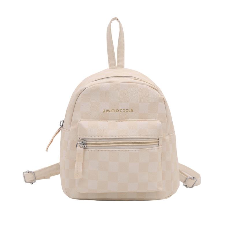 Schoolbag1011 New Casual Schoolbag To Work Commuter Backpack Large Capacity Plaid Letter Backpack Women's High Sense Niche