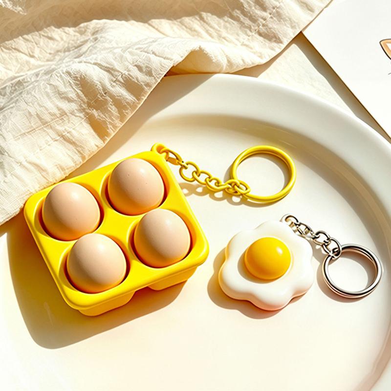 Mini Gourmet Keychain Decompression Toy Anxiety Relief Toy Fried Egg Burger Sushi Avocado Durian Pendant Bag Backpack Decor