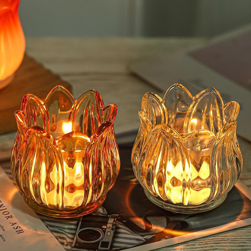 Elegant Aromatherapy Candle Holder - Thick Transparent Glass for Home Display & Scented Candles