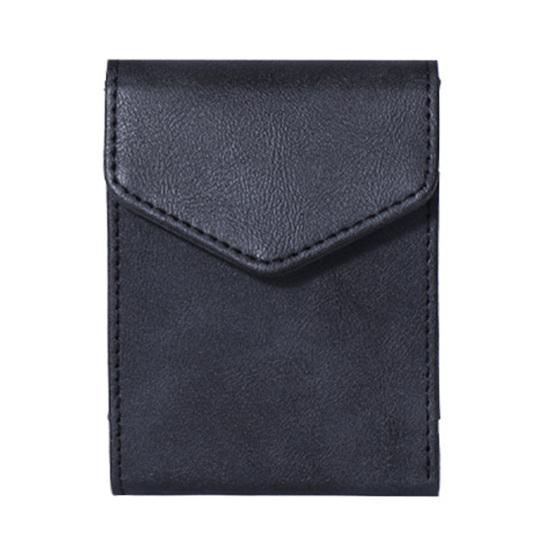 Vertical Card Wallet Slim Card Holder Cash Wallet Snap Button Closure Retro Faux Leather Wallet Gift for Men чёрный