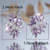 Kristall Ohrstecker mit großem lila Zirkonstein in Blumenform Vintage Silberfarbe Hochzeitsmode Für Frauen