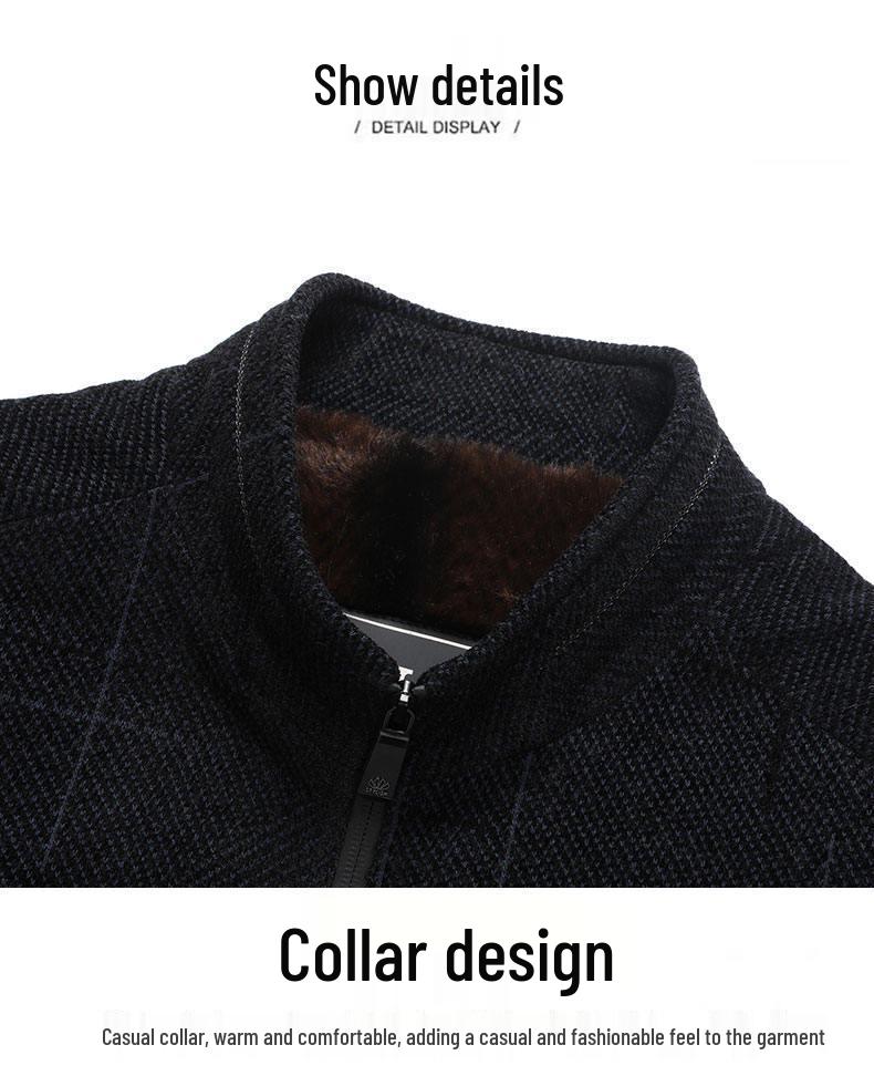 Dad's Fleece-Lined Winter Coat for Middle-Aged & Elderly Men - Warm Cotton Jacket for Autumn & Winter