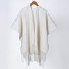 Women's Thick Jacquard Tassel Shawl - Versatile Solid Color Cape for Autumn/Winter