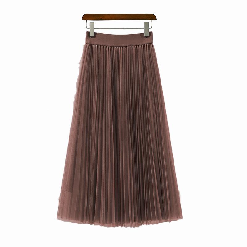 Round Versatile Three-Layer Mesh Pleated Long Skirt for Women - 6-Meter Wide Hem, 2026 Spring/Summer Collection