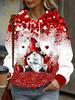 Ladies' Christmas dwarf print hoodie - Casual pullover hoodie, long sleeve, 100% polyester knitted fabric