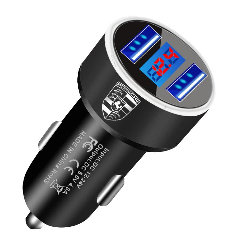 

Автомобильное зарядное устройство 2 USB порта Быстрая зарядка Цифровой дисплей Автомобильные аксессуары Для Porsche 911 918 928 944 968 Boxster Carrera-GT Cayenne Macan Panamera