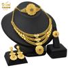 24K Gold Plated Arab Women's Bridal Necklace Earrings Ring Bracelet Indian Women's Jewelry Set 2026