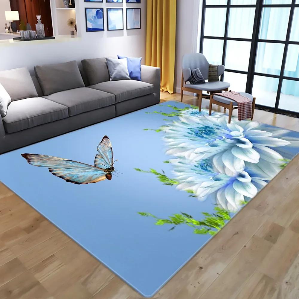 Dreamy Butterfly Pattern Carpets for Living Room Bedroom Area Rugs Child Room Play Rug Cartoon 3D Printing Kids Game Mats