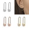 Elegant Geometric Alloy Earrings Trendy Oval Design In Gold And Rose Gold