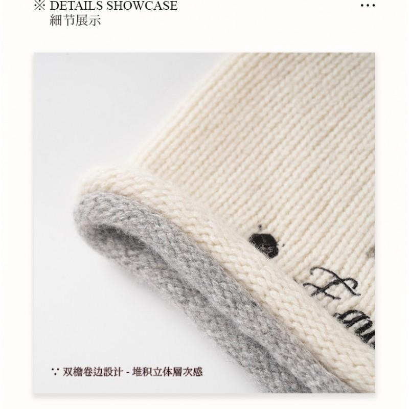 Womens Winter Knit Beanie Hat Warm Fleece Lined Ear Cover Adjustable-Free Foldable Acrylic Cap Cold Weather