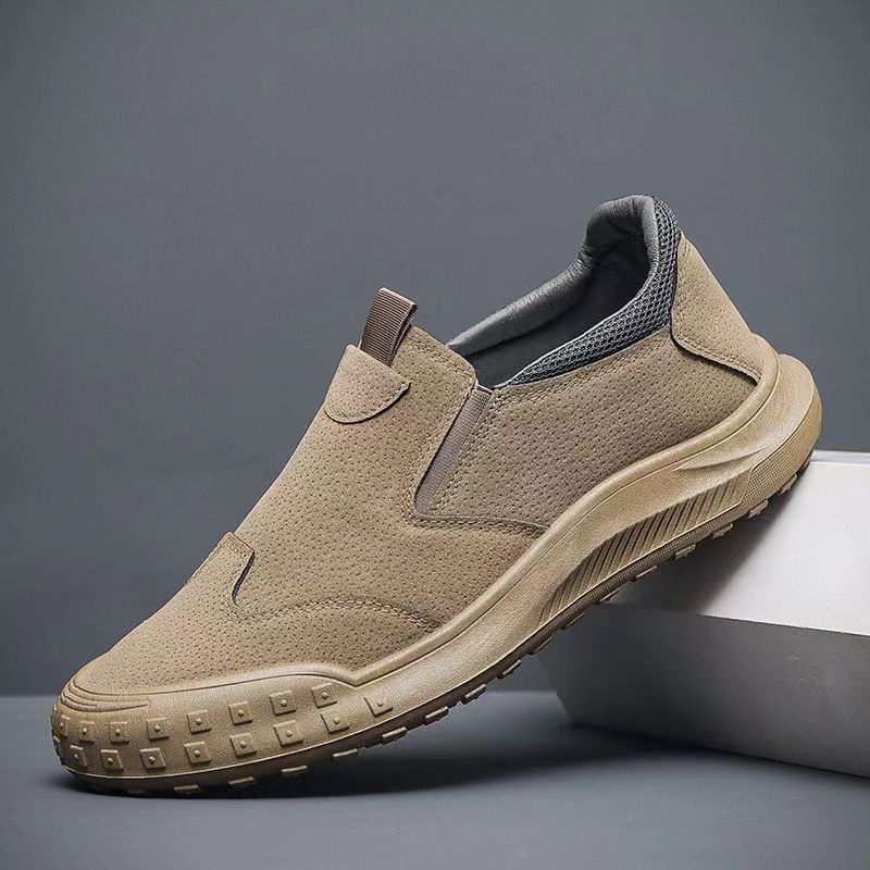 

Модная мужская рабочая обувь с защитой от скольжения, повседневные лоферы из кожи, слипоны для ходьбы для мужчин 2025 39 кофейный