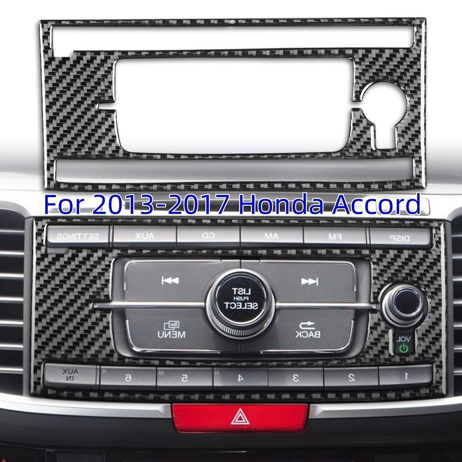Real Carbon Fiber Center Console CD Panel Cover Trim For 2013-2017 Honda Accord