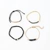 New Ladies Faux Black Crystal Handmade Beaded Bracelet Set of 4
