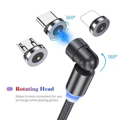 3-in-1 Magnetic Charging Cable Nylon Braided Charging Cord with LED Light Compatible with iOS/Micro