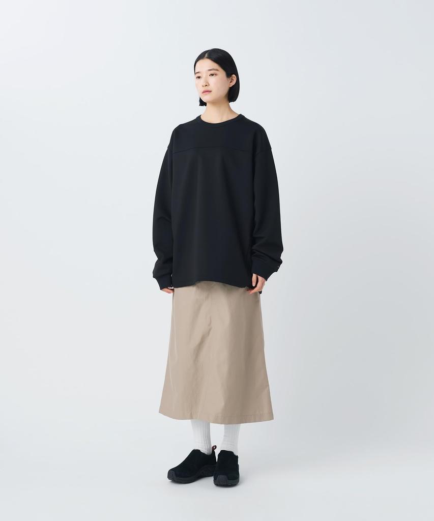 Snow Peak Double Knit Pullover Knit and Sew Long Sleeve for Men and Size S CS-26SU007 Sweater/Cut T-Shirt Women, Black,